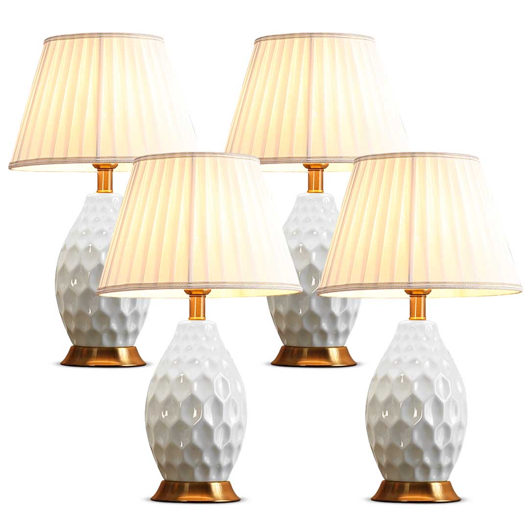 SOGA 4X Textured Ceramic Oval Table Lamp with Gold Metal Base