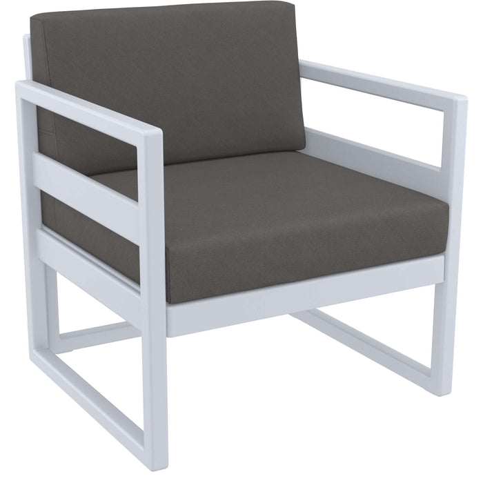 Siesta Mykonos Lounge Arm Chair - Silver Grey with Dark Grey Cushions
