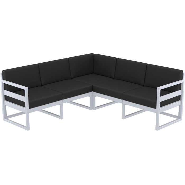 Siesta Mykonos Lounge Corner - Silver Grey with Black Cushions