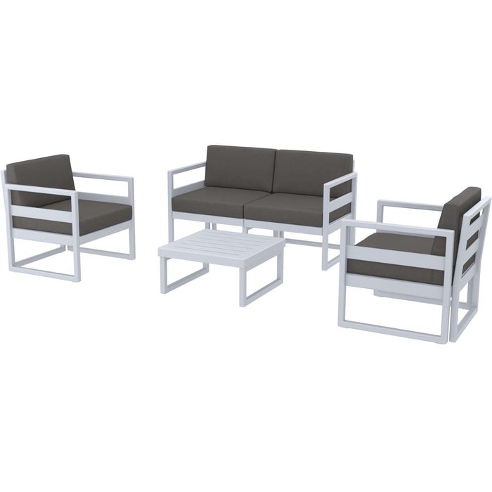 Siesta Mykonos Lounge Set - Silver Grey with Dark Grey Cushions