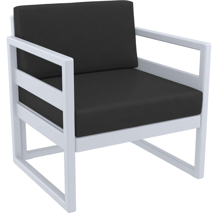 Siesta Mykonos Lounge Arm Chair - Silver Grey with Black Cushions