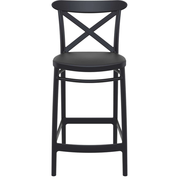 Siesta Cross Bar Stool 65cm (Counter Height) - Black