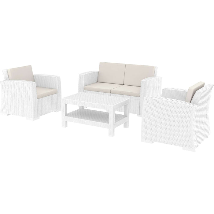 Siesta Monaco Lounge Set - White with cushions