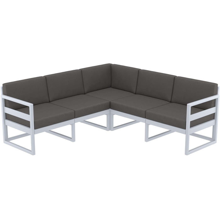 Siesta Mykonos Lounge Corner - Silver Grey with Dark Grey Cushions
