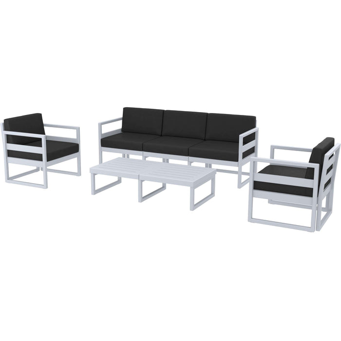 Siesta Mykonos Lounge Set XL - Silver Grey with Black Cushions
