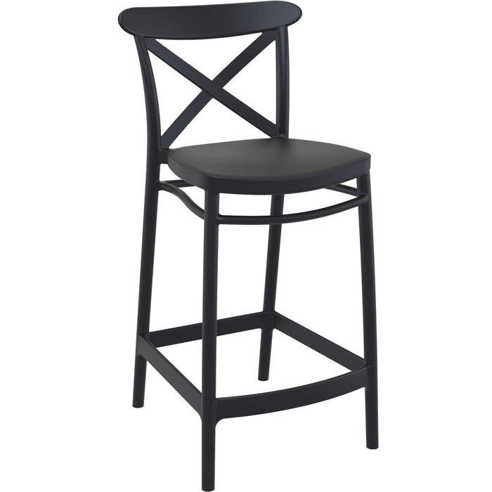 Siesta Cross Bar Stool 65cm (Counter Height) - Black