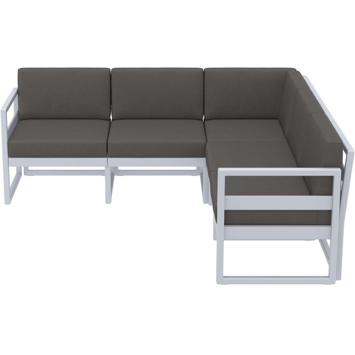 Siesta Mykonos Lounge Corner - Silver Grey with Dark Grey Cushions