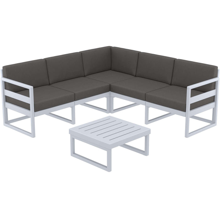 Siesta Mykonos Lounge Corner Set - Silver Grey with Dark Grey Cushions