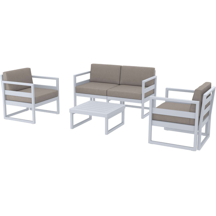 Siesta Mykonos Lounge Set - Silver Grey with Brown Cushions