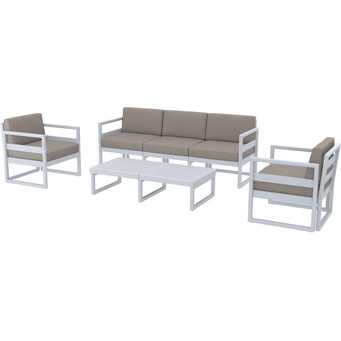 Siesta Mykonos Lounge Set XL - Silver Grey with Brown Cushions
