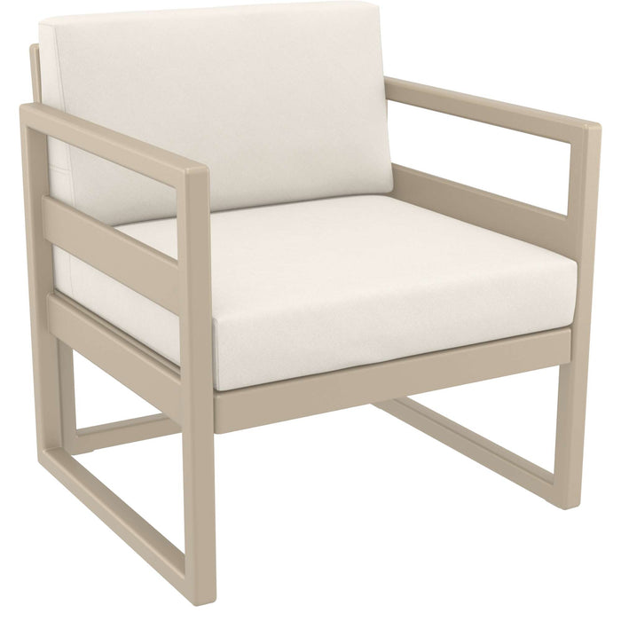 Siesta Mykonos Lounge Arm Chair - Taupe with Beige Cushions