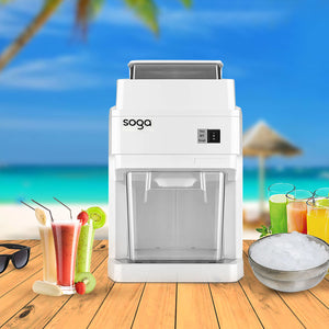 SOGA 2X 300 Watts Electric Ice Shaver Crusher Slicer Snow Cone Maker Commercial Tabletop Machine 120kgs/h White