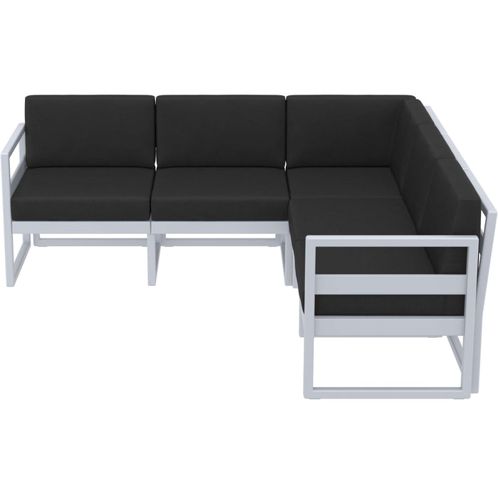 Siesta Mykonos Lounge Corner - Silver Grey with Black Cushions