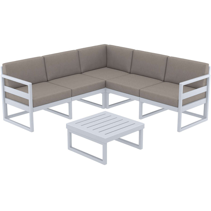 Siesta Mykonos Lounge Corner Set - Silver Grey with Brown Cushions