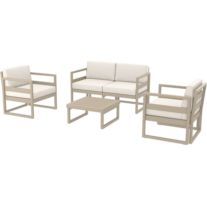 Siesta Mykonos Lounge Set - Taupe with Beige Cushions