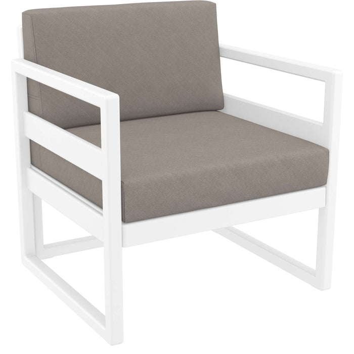 Siesta Mykonos Lounge Arm Chair - White with Light Brown Cushions