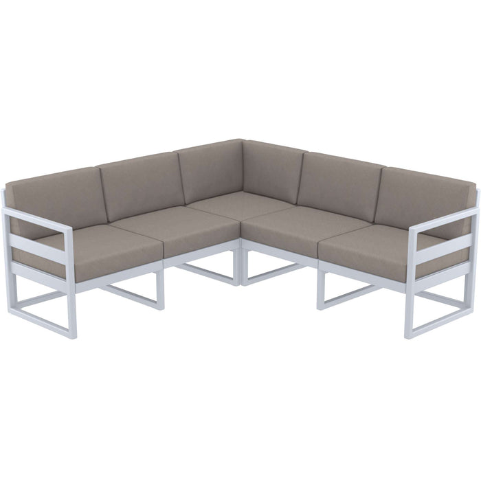 Siesta Mykonos Lounge Corner - Silver Grey with Brown Cushions