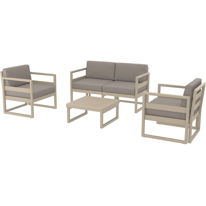 Siesta Mykonos Lounge Set - Taupe with Brown Cushions