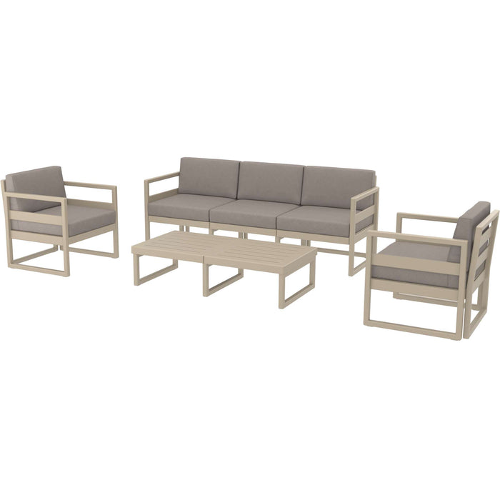 Siesta Mykonos Lounge Set XL - Taupe with Brown Cushions