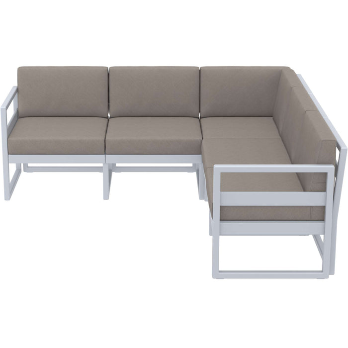 Siesta Mykonos Lounge Corner - Silver Grey with Brown Cushions