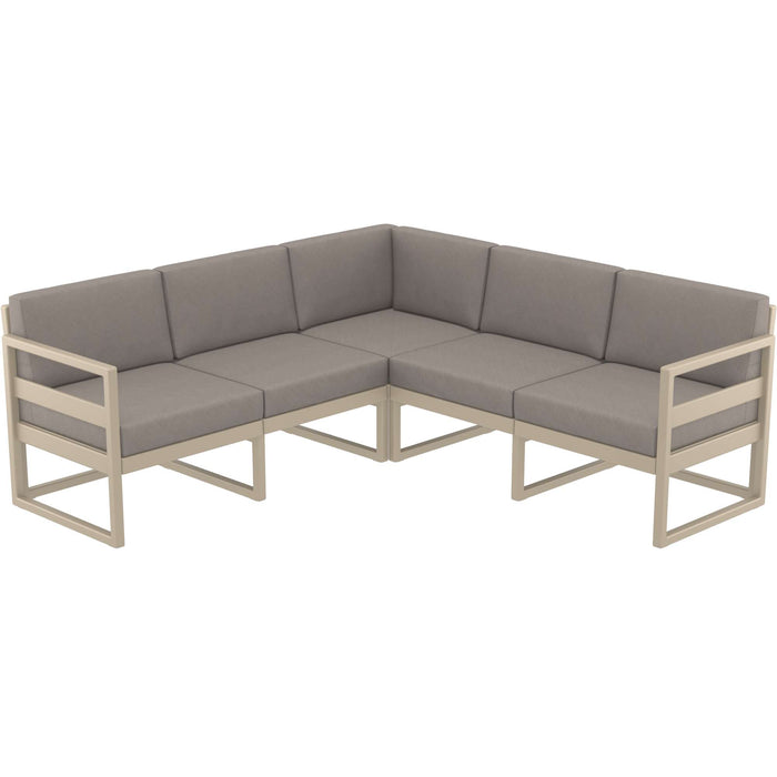Siesta Mykonos Lounge Corner - Taupe with Brown Cushions