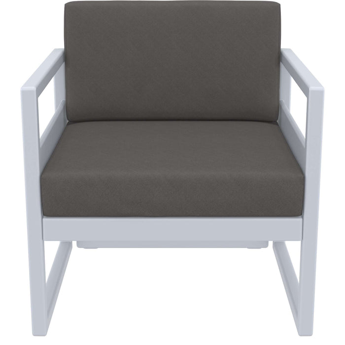Siesta Mykonos Lounge Arm Chair - Silver Grey with Dark Grey Cushions