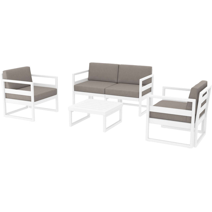 Siesta Mykonos Lounge Set - White with Brown Cushions