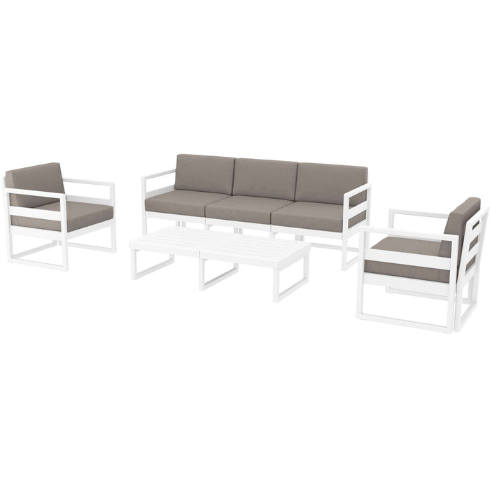Siesta Mykonos Lounge Set XL - White with Brown Cushions