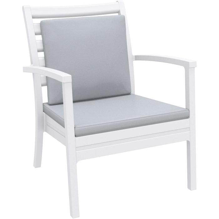 Siesta Artemis XL Arm Chair - White with Light Grey Seat and Back Cushion