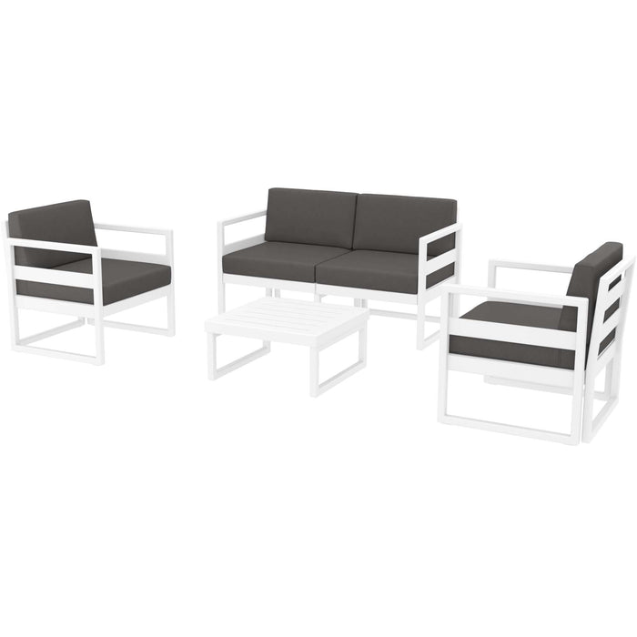 Siesta Mykonos Lounge Set - White with Dark Grey Cushions