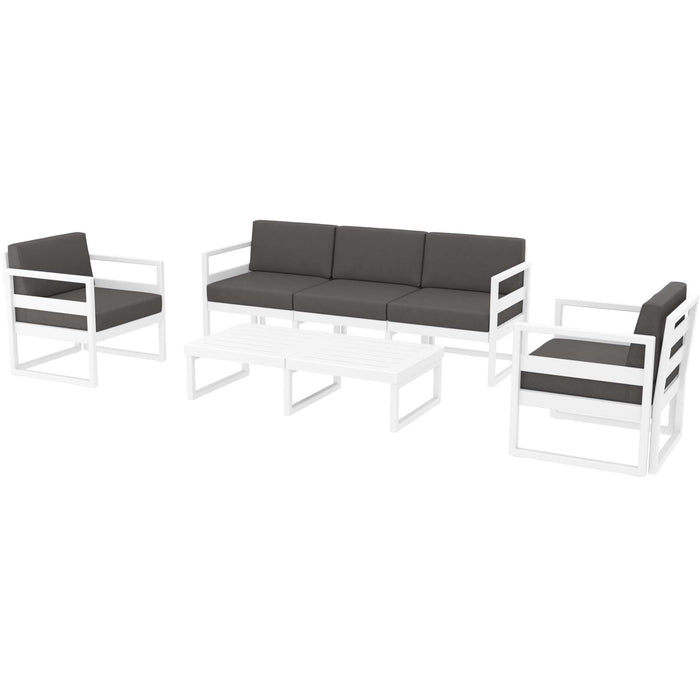 Siesta Mykonos Lounge Set XL - White with Dark Grey Cushions