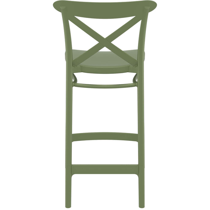 Siesta Cross Bar Stool 65cm (Counter Height) - Olive Green