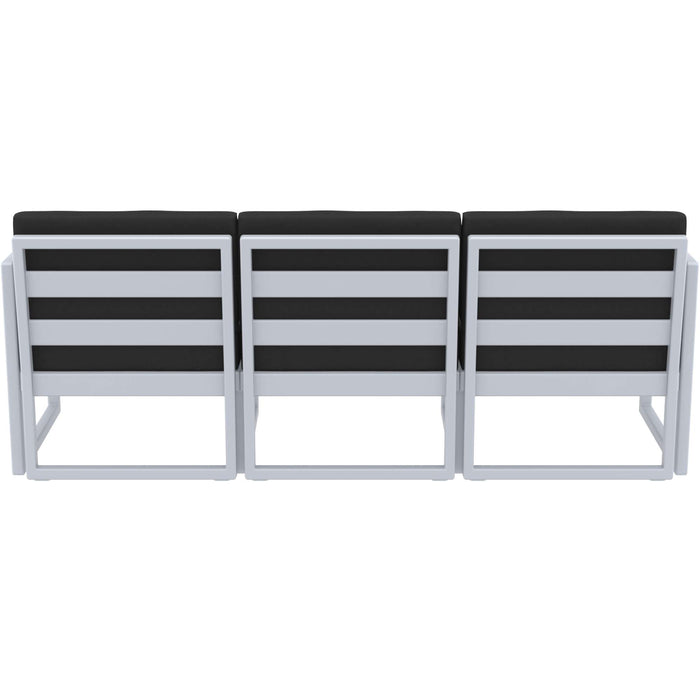 Siesta Mykonos Lounge Sofa XL - Silver Grey with Black Cushions