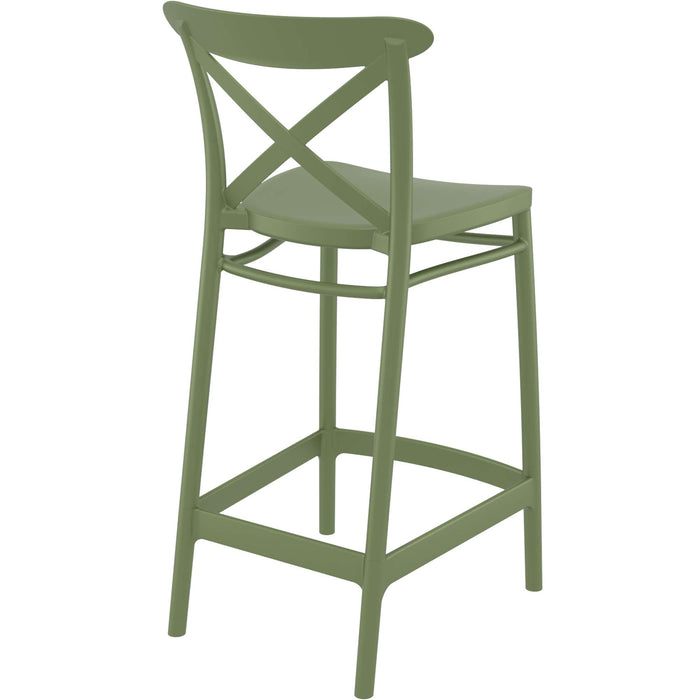 Siesta Cross Bar Stool 65cm (Counter Height) - Olive Green