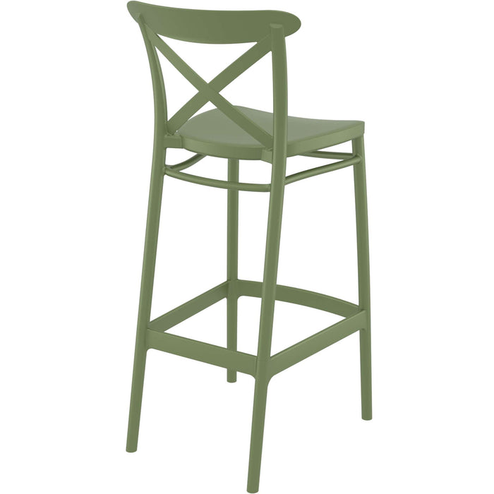 Siesta Cross Bar Stool 75cm (Dry Bar Height) - Olive Green