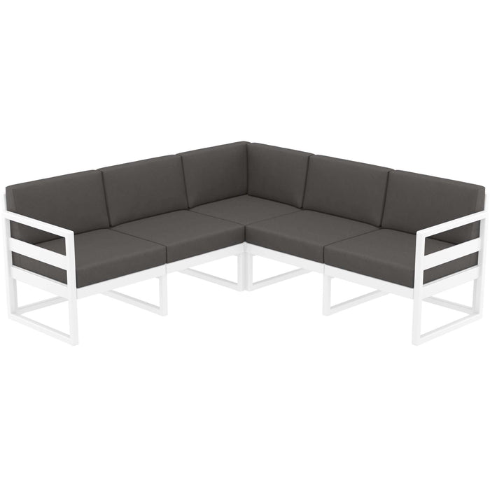 Siesta Mykonos Lounge Corner - White with Dark Grey Cushions