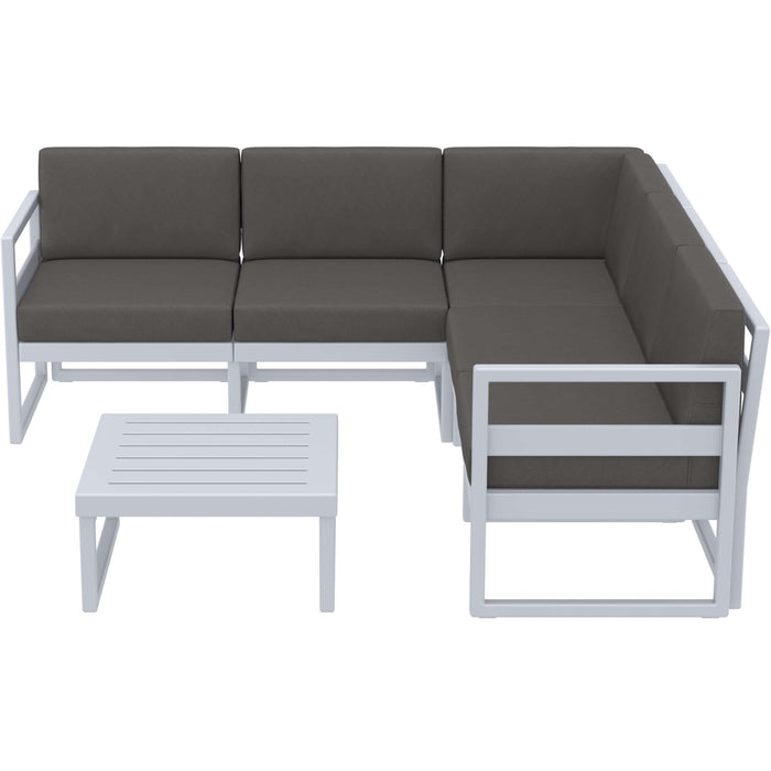 Siesta Mykonos Lounge Corner Set - Silver Grey with Dark Grey Cushions