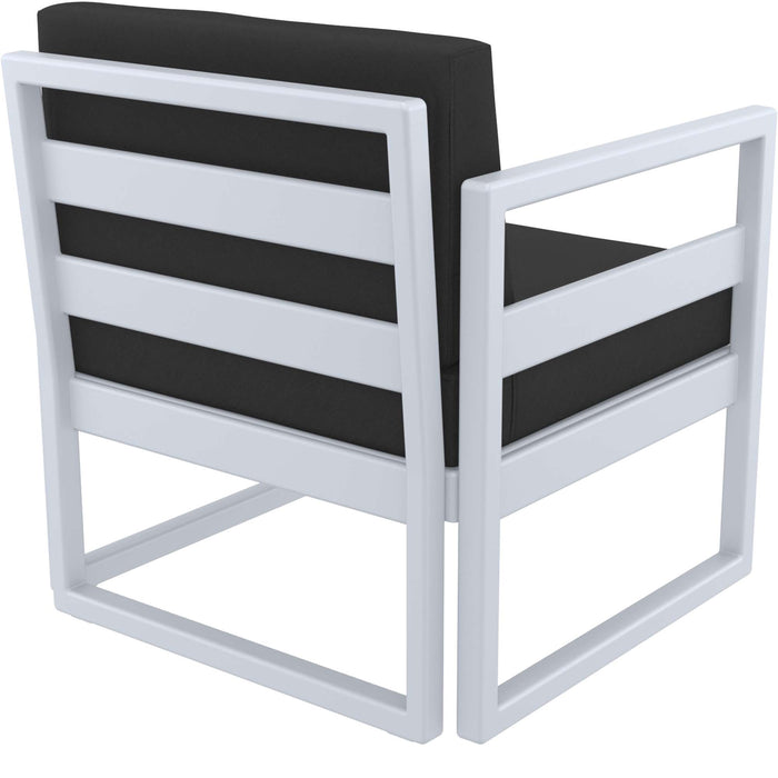Siesta Mykonos Lounge Arm Chair - Silver Grey with Black Cushions