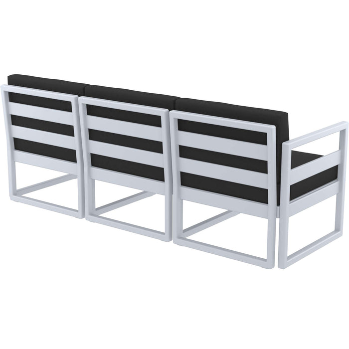 Siesta Mykonos Lounge Sofa XL - Silver Grey with Black Cushions