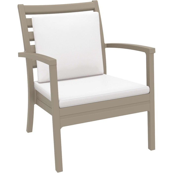 Siesta Artemis XL Arm Chair - Taupe with White Seat and Back Cushion
