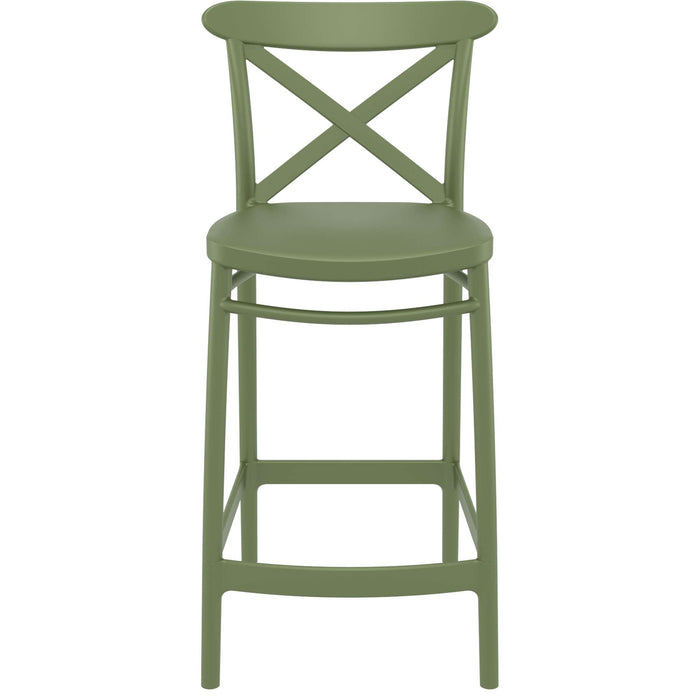 Siesta Cross Bar Stool 65cm (Counter Height) - Olive Green