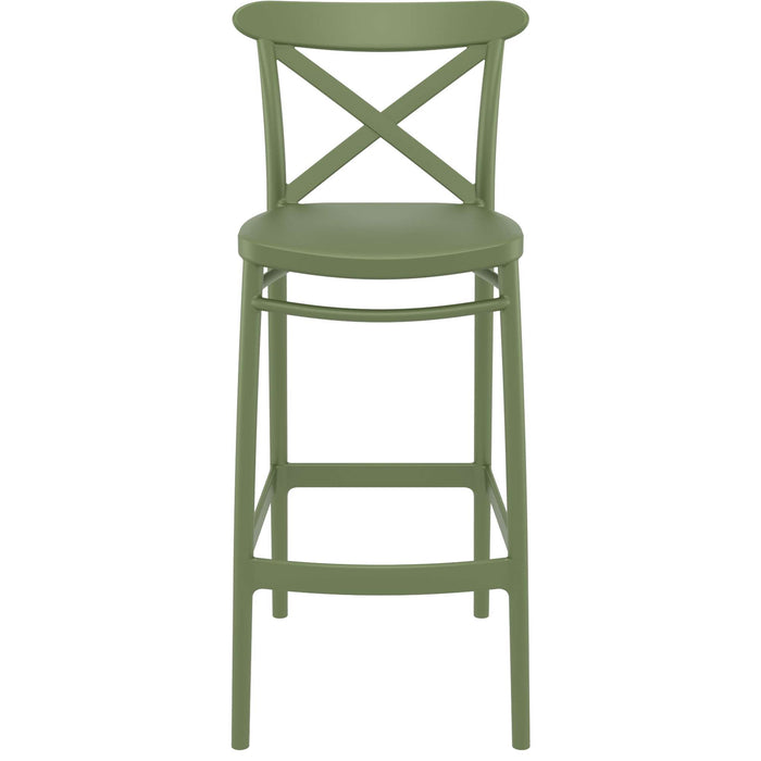 Siesta Cross Bar Stool 75cm (Dry Bar Height) - Olive Green