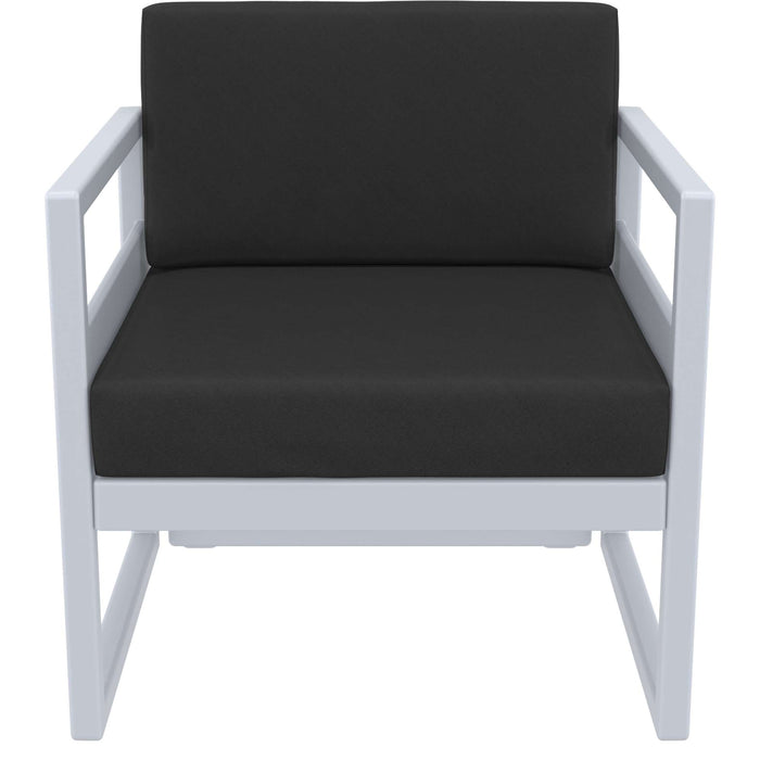 Siesta Mykonos Lounge Arm Chair - Silver Grey with Black Cushions