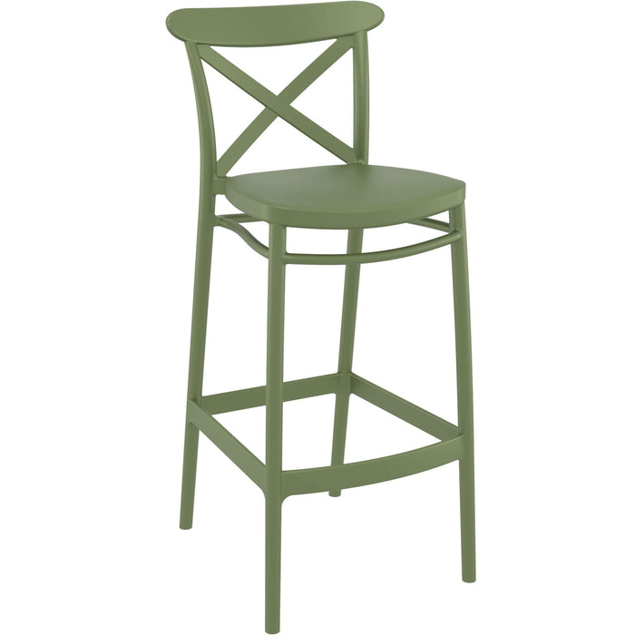 Siesta Cross Bar Stool 75cm (Dry Bar Height) - Olive Green