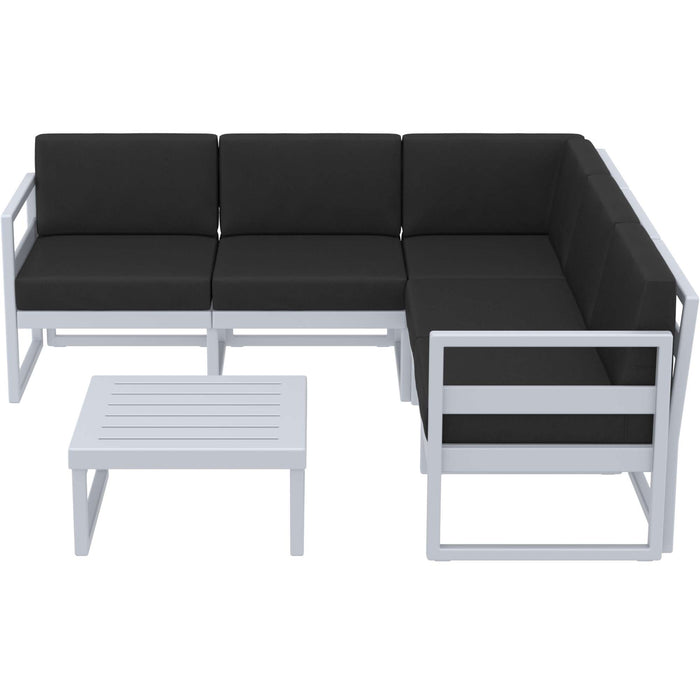 Siesta Mykonos Lounge Corner Set - Silver Grey with Black Cushions