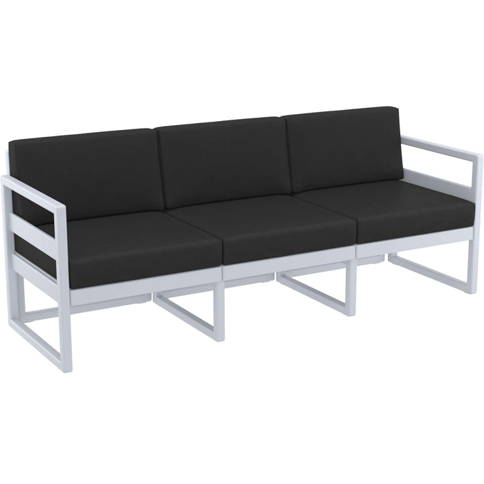 Siesta Mykonos Lounge Sofa XL - Silver Grey with Black Cushions