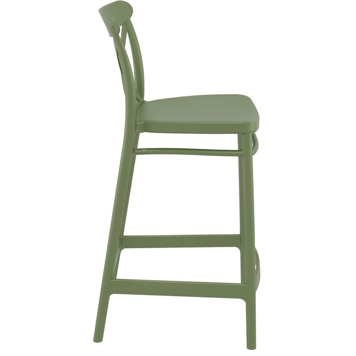 Siesta Cross Bar Stool 65cm (Counter Height) - Olive Green