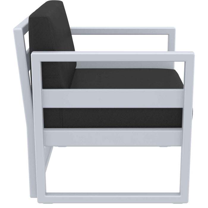 Siesta Mykonos Lounge Arm Chair - Silver Grey with Black Cushions