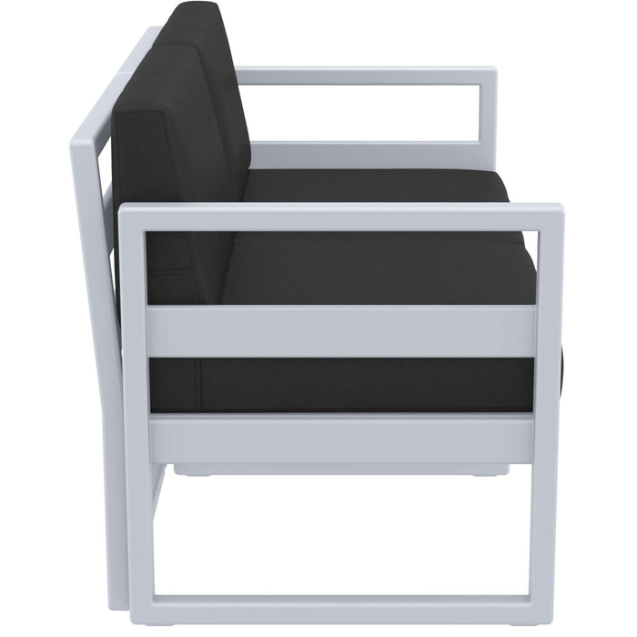 Siesta Mykonos Lounge Sofa - Silver Grey with Black Cushions