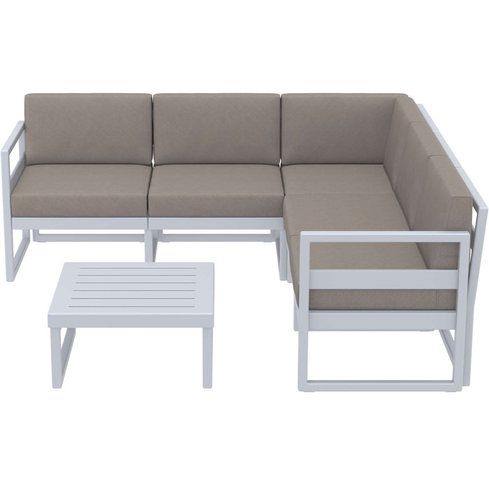 Siesta Mykonos Lounge Corner Set - Silver Grey with Brown Cushions
